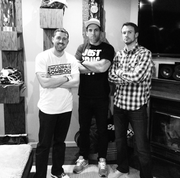 Adam Bradley and Alan Stein of the Hardwood Hustle with lacrosse star Paul Rabil